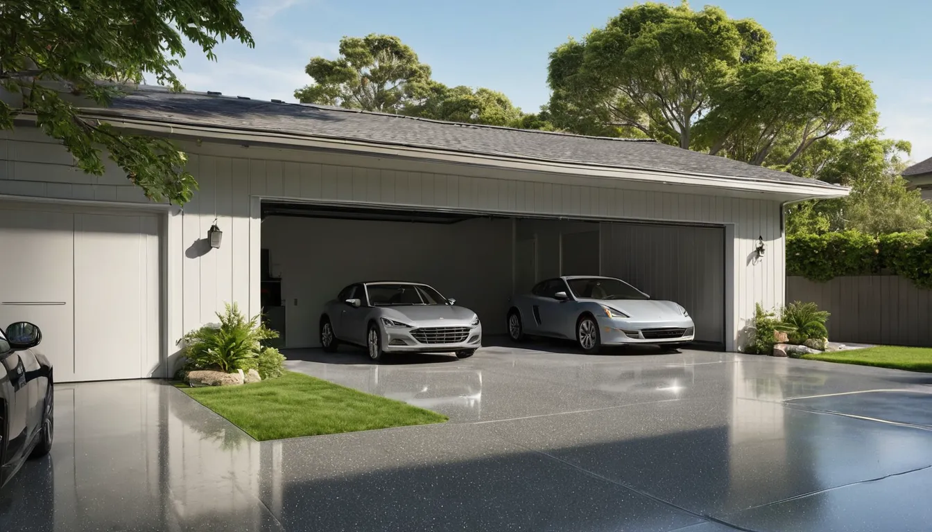 A clean epoxy-coated garage floor in a Kissimmee home